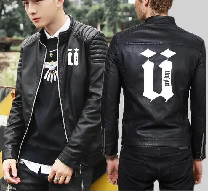 Мужская unkut кожаная куртка с капюшоном в стиле панк, Высококачественная мотоциклетная куртка на молнии с капюшоном, кожаная тонкая мотоциклетная кожаная куртка - Цвет: Черный