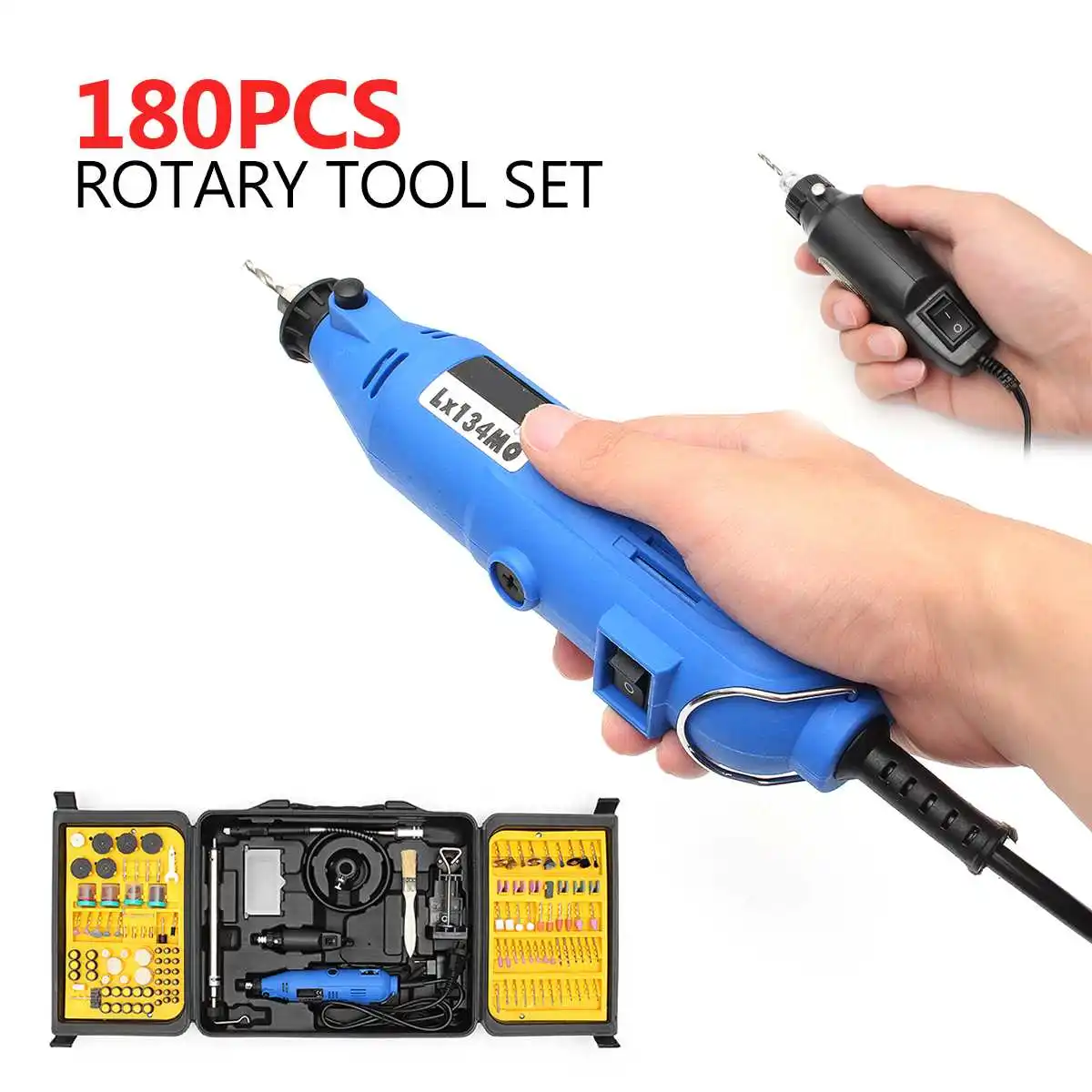 

Mini Double Grinder Rotary Tool Belt Accessories Set 180Pcs Small Multifunction DIY Engraving Polishing Tool Set 220V 180W