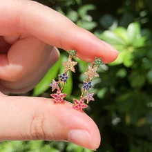 Изысканные красочные пентаграммы ААА кубического циркония изгиб серьги гвоздики модные ювелирные изделия свадебный подарок для вечеринки женская мода