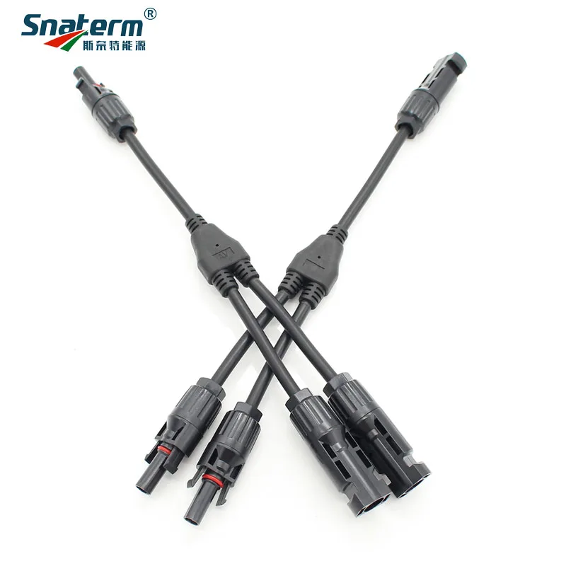 Electrical Solar Connector 2Y Branch Parallel Connection 30A 1000V 2pcs Solar Panel Cable Wire
