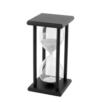 

60Min Black Wooden White Sand Sandglass Hourglass Clock Timer Home Decor