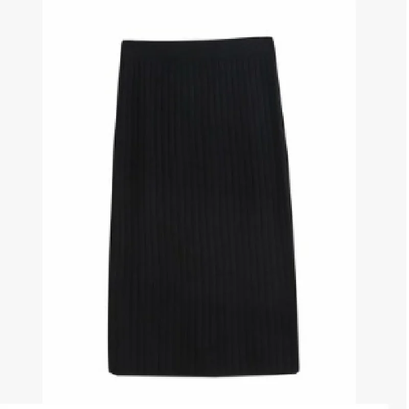 Knitted Skirt 1 Модная юбка с эластичными лентами, женская зимняя трикотажная юбка, женские прямые ребристые юбки средней длины, несколько цветов для женщин - Цвет: Knitted Skirt 1