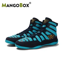 Мужская Профессиональная боксерская борцовская обувь, нескользящая резиновая подошва, дышащие борцовские кроссовки на шнуровке, тренировочные сапоги для боя