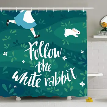

Shower Curtain Set with Hooks 72x72 Grass Follow Children Artworks Story White Fantasy Rabbit Girl Alice Miscellaneous Kids