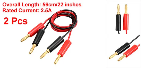 2 Pcs 2.5A 56cm Uxcell Uxcell 1 пара/2 шт. 4 мм штекер типа "банан" штекер на штекер 2.5A/5A Длина 56-105 см для мультиметра осциллографа - Цвет: 2 Pcs 2.5A 56cm