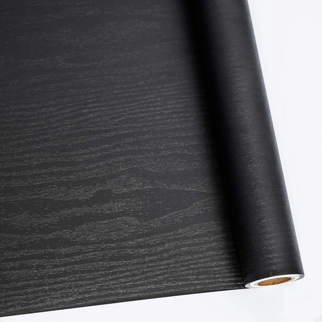 0.4x2M Black Furniture Sticker Wood Grain Self-Adhesive Wall Paper Cabinets  Wardrobe Desk Waterproof Wooden Door Renovation Film