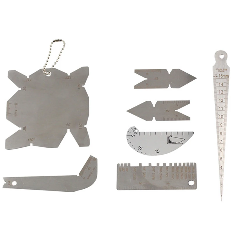 

7Pcs Taper Welding Gauge Weld Inspection Gage Weld Seam Bead/Fillet/Crown Test Ulnar Ruler Angle Drill Template Measure Kits