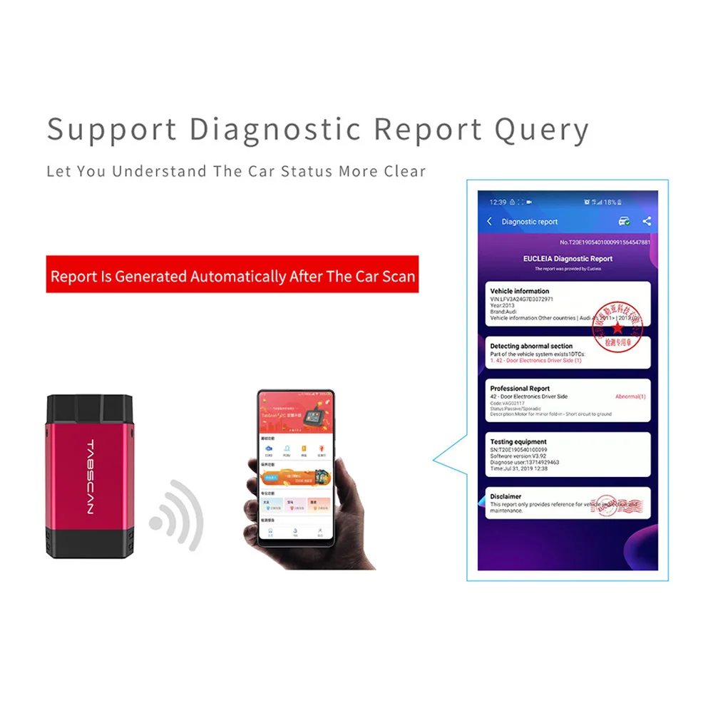 EUCLEIA T2 Bluetooth OBD2 сканер инструмент считыватель кодов портативный Andorid