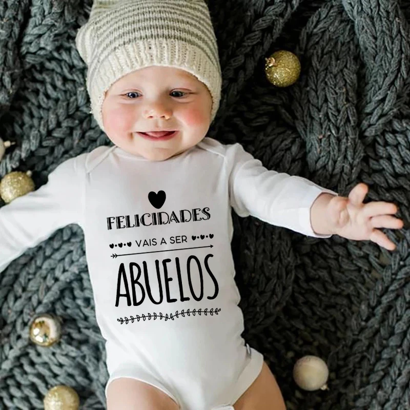 Vais a Ser Abuelos Baby Bodysuit Pregnancy Announcement Cotton Baby Coming  Soon Ropa Outfit Long Sleeve Infant Romper Clothes - AliExpress