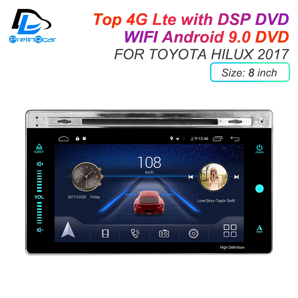 Android 9,0 DSP 4G Lte мультимедийный dvd-плеер для TOYOTA Hilux- лет подголовник монитор Радио Стерео навигационная система
