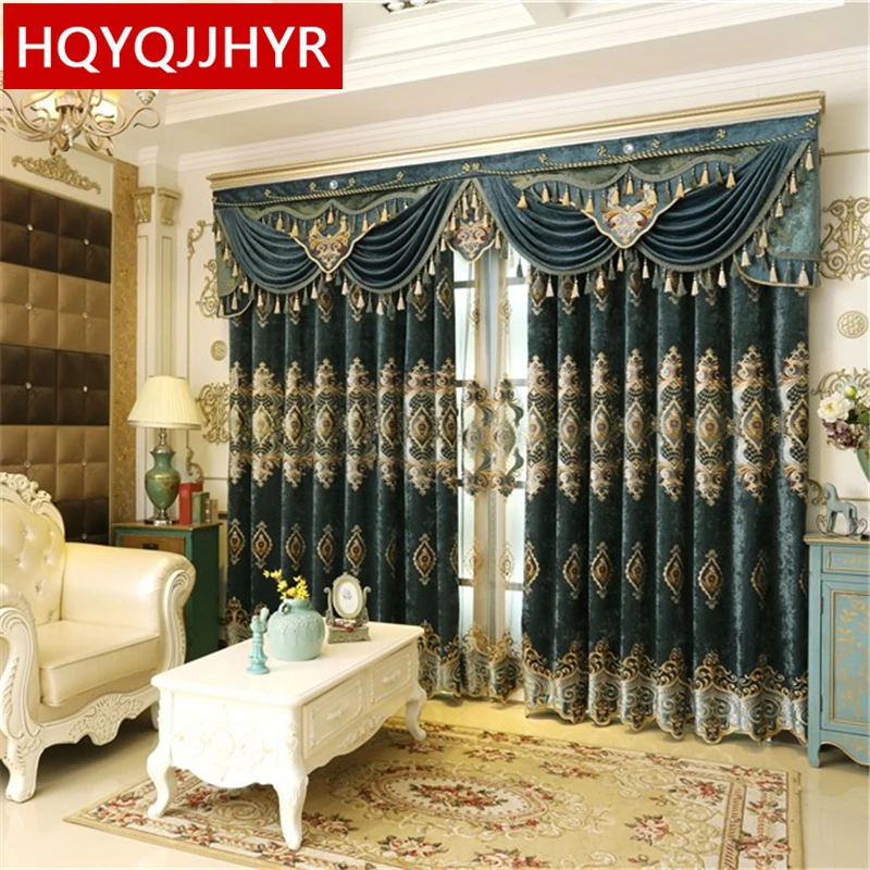 European High Quality Chenille Green Embroidered Curtains For Living Room Windows Classic Luxury Elegant Curtains For Bedroom Curtains Aliexpress