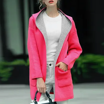 

Women Autumn Winter Coat Fashion Solid Button Cardigan Hooded Female Slim Fit Pocket Splice Long Sleeve Jacket Coat Outwear #830
