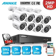 ANNKE 1080P Lite H.264+ 8CH CCTV камера DVR система 8 шт. IP66 Водонепроницаемая 2.0MP цилиндрическая камера s домашний видео комплект системы видеонаблюдения