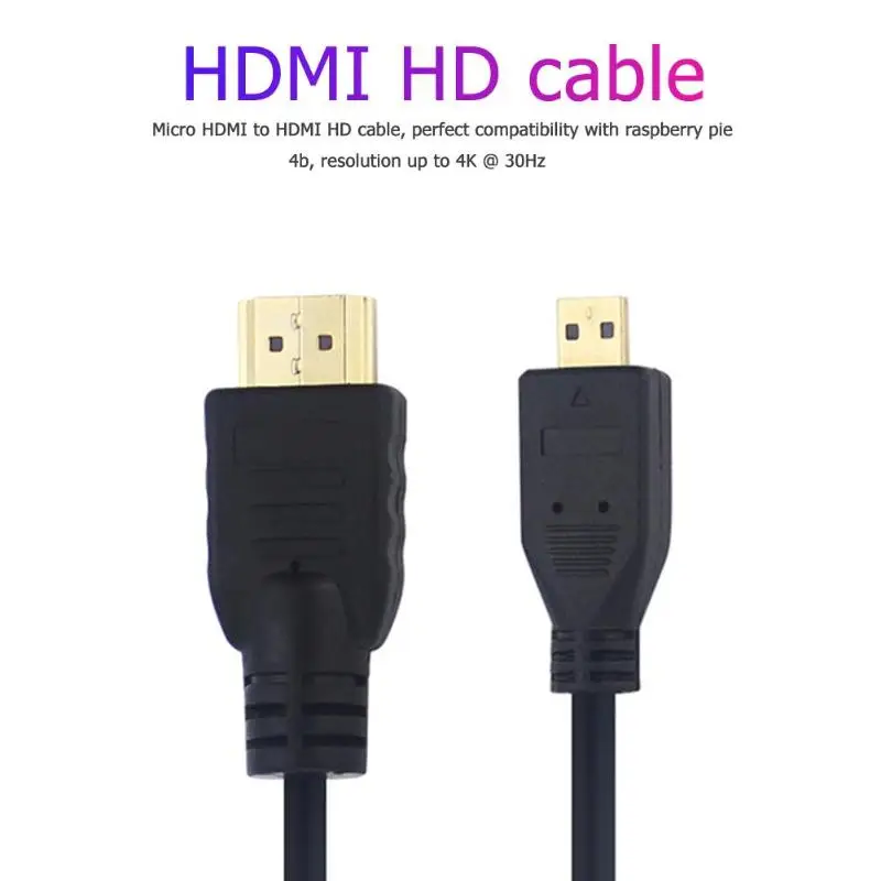 1,5 m Портативный Micro HDMI к HDMI кабель 4K 30fps HD видео адаптер Шнур для Raspberry Pi 4B