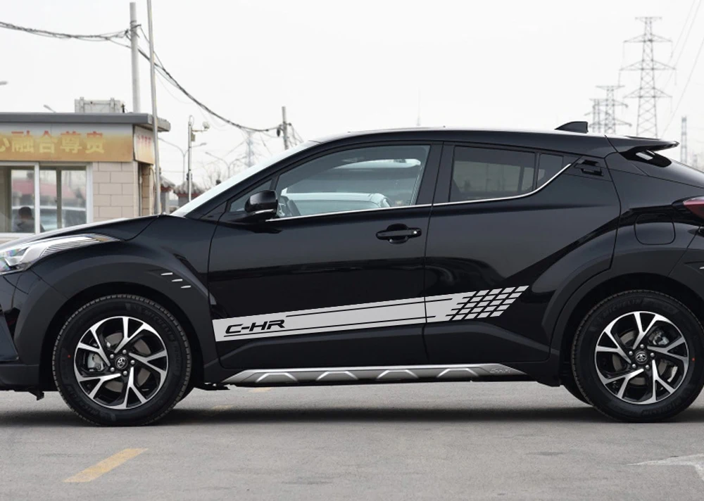 2 шт. автомобиль длинной стороне юбка наклейки для Toyota C-HR C HR автомобиля украшения DIY виниловая пленка Авто спортивный стиль наклейки аксессуары для автомобиля