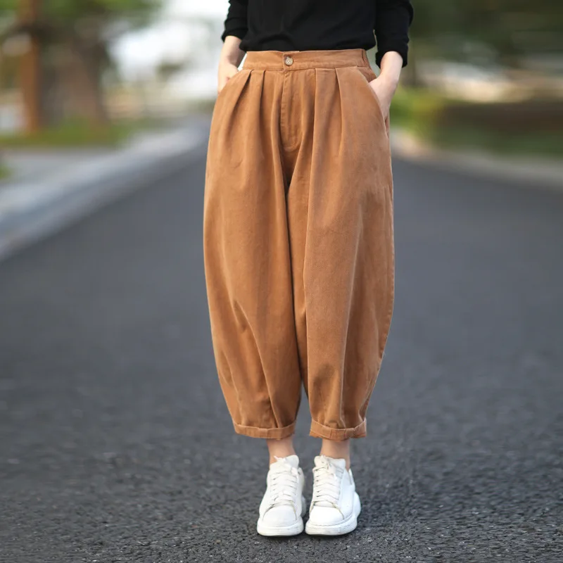 

Autumn Women Pants Cotton 2019 Solid Color Female Trousers Loose Casual Women Big Size Pants YoYiKamomo