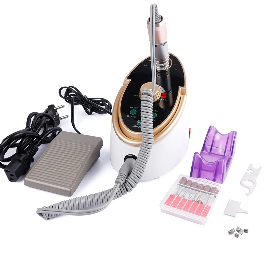 Günstige Elektrische Nagel Bohrer 35000 RPM 65W Maniküre Pediküre Maschine Für Nail art Gel Polish Mit Keramik Nagel Bohrer Bits set