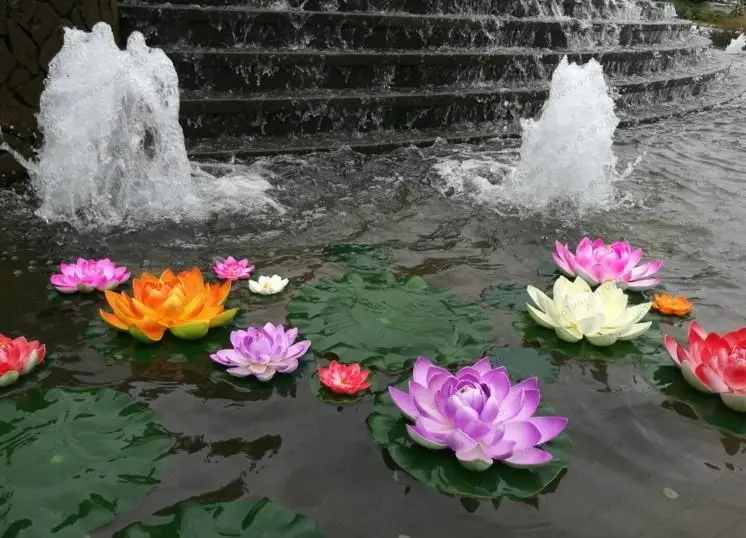 Плавающий цветок лотоса 10 см диаметр рыболовный поплавок EVA Искусственные цветы водяная Лилия для домашнего сада украшения аквариума