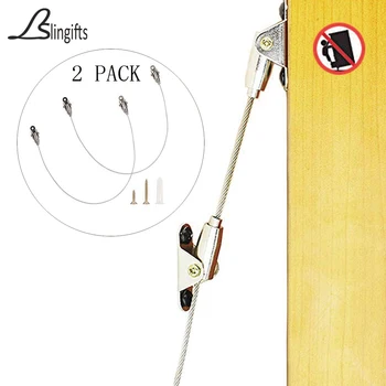 

Slingifts 2pcs/lot Metal Anti-Tip Furniture Safety Straps - Childproof Wall Straps with Adjustable Length for Baby Proofing