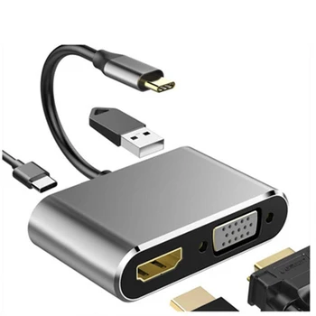 

4 in 1 USB C HDMI Type c to HDMI 4K Adapter VGA USB3.0 Audio video Converter PD 87W Fast charger for Macbook Samsung s9 s10