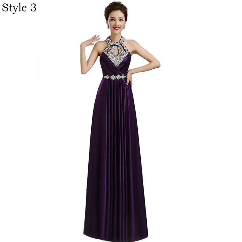 [Clearance Sale] Chiffon Long Evening Dress Formal Dresses Evening Gown Elegant Beaded Boidce with Zipper Back