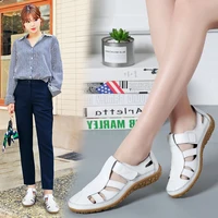 Sandales de gladiateur en croûte de cuir pour femmes, chaussures d'été, plates, ajourées, décontractées, à fond souple, de plage 6