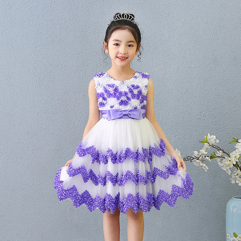 

2020 New Summer Princess Dress Kids Bow Dresses For Flower Girls Wedding Party Birthday Short Dresses Infantil 5 -12 Years