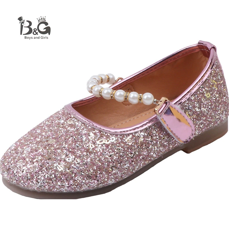 

B&G Girl Princess Dancing Shoes Anti-slip Summer Pearl Girls Stage Shoes Breathable