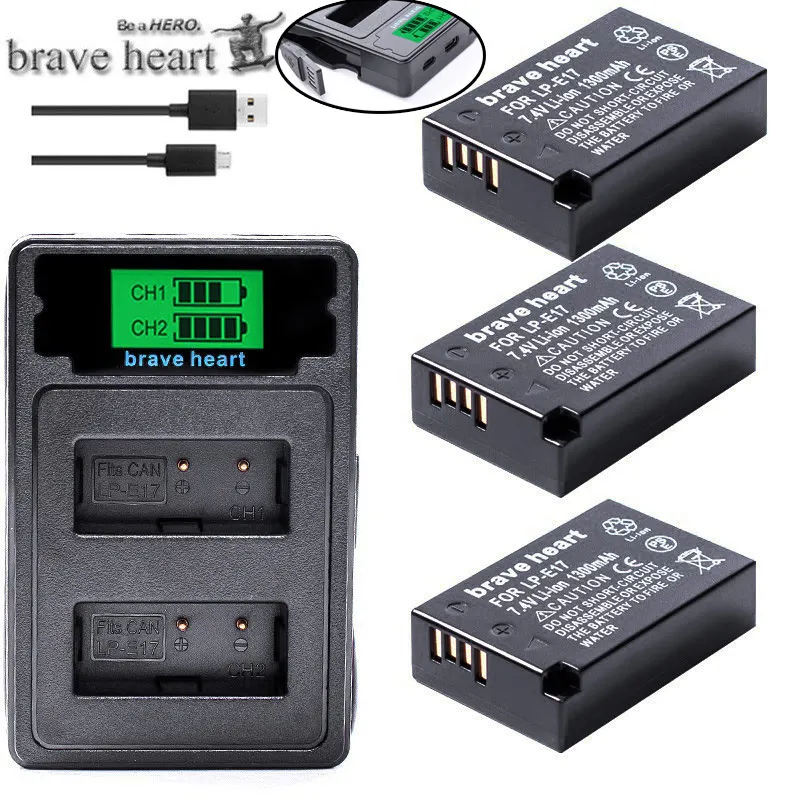 

LPE17 LP E17 LP-E17 Battery+LCD USB Dual Charger for Canon EOS 200D M3 M6 750D 760D T6i T6s 800D 8000D Kiss X8i Cameras