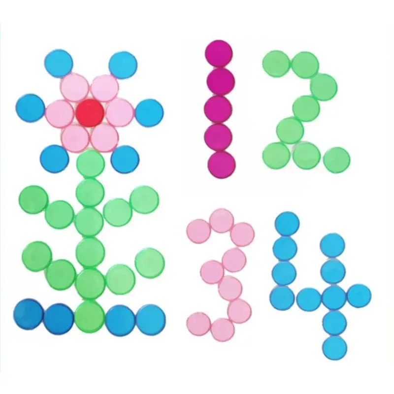 【Time-limited Promotion】Montessori Learning Toys Magnetic Stick Wand Set With Transparent Color Counting Chips With Metal Loop
