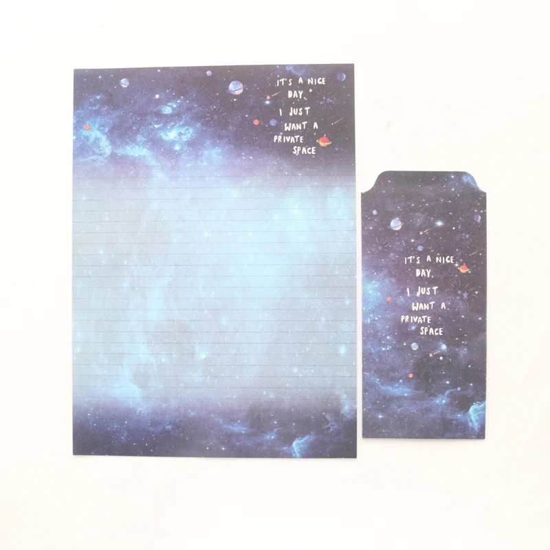 Domikee A4 креативный рисунок неба звезды школьный студенческий блокнот и конверт набор канцелярских принадлежностей: 4 письма бумаги и 3 конверта - Цвет: Синий