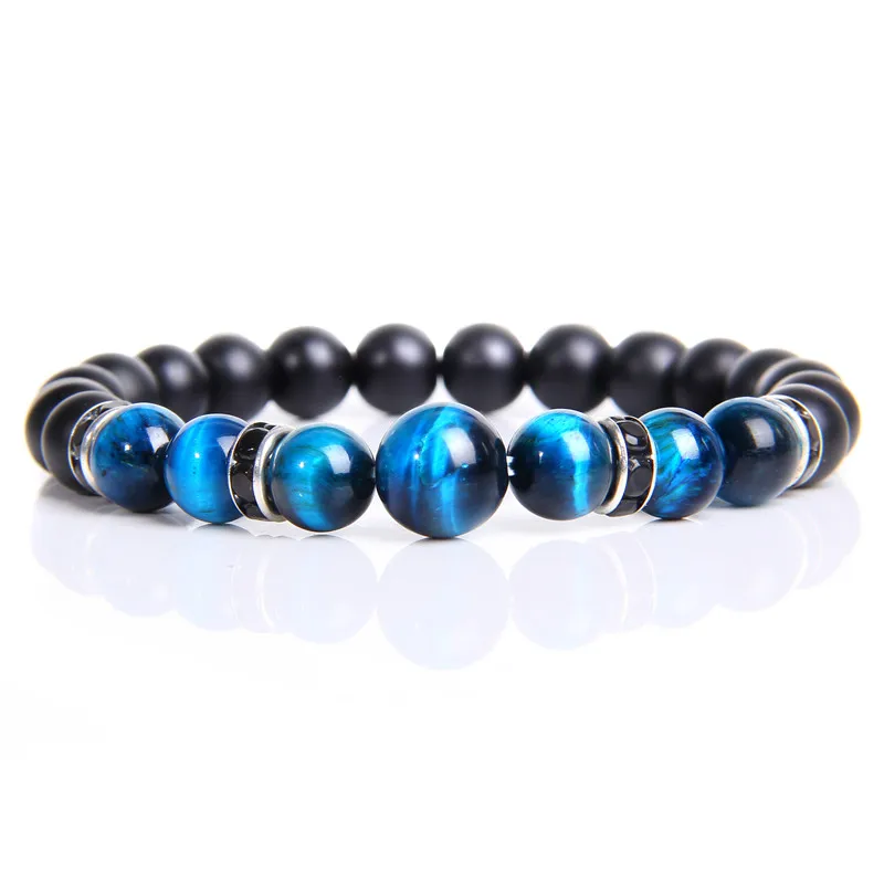 blue tiger eye CZ очаровательные женские браслеты натуральный полированный браслет из бусин Howlite для мужчин Shoushan камень Pulsera браслет дружбы подарок ювелирные изделия - Окраска металла: blue tiger eye
