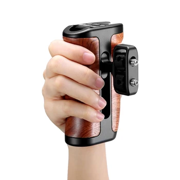 

UURig R027 Handle Grip DSLR Mirrorless Camera Handle Wooden Adjustable Side Hand Grip with Cold Shoe for LED Light Microphone