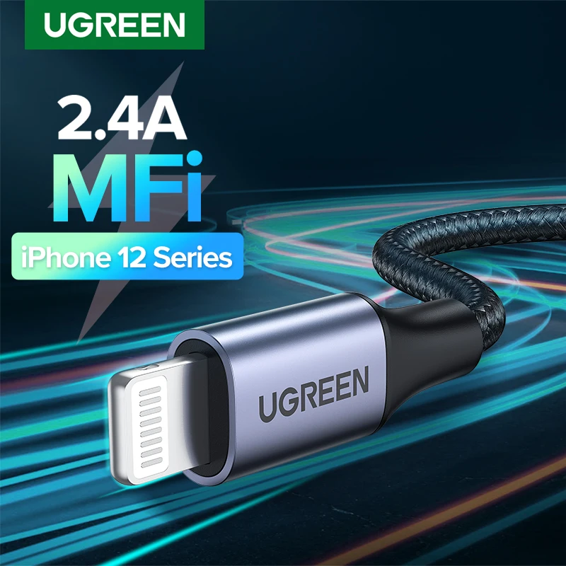 Ugreen MFi USB Cable for iPhone 12 Min 12 Pro Max X XR 11 2.4A Fast Charging Lightning