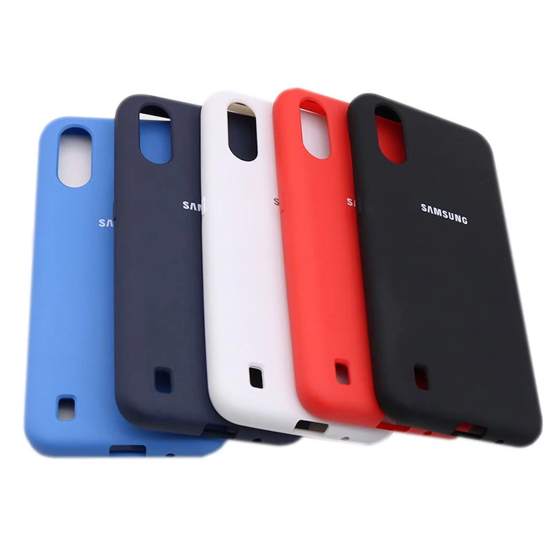 mobile flip cover Original Samsung Galaxy A01 High Quality Liquid Silicone Case Silky Soft-Touch Back Cover For Galaxy A01 SM-A015A Phone Shell phone pouch bag