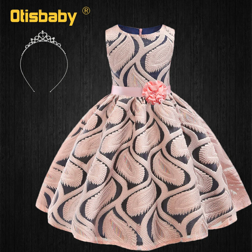 Pink Set Новогоднее нарядное Открытое платье с цветочной вышивкой для девочек; платье без рукавов для дня рождения; детское нарядное платье принцессы с рюшами на свадьбу - Цвет: Pink Set