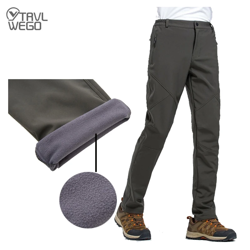 TRVLWEGOWinterMensHikingPantsOutdoorCampingTravelWindproofSnowBreathableFleeceKeep