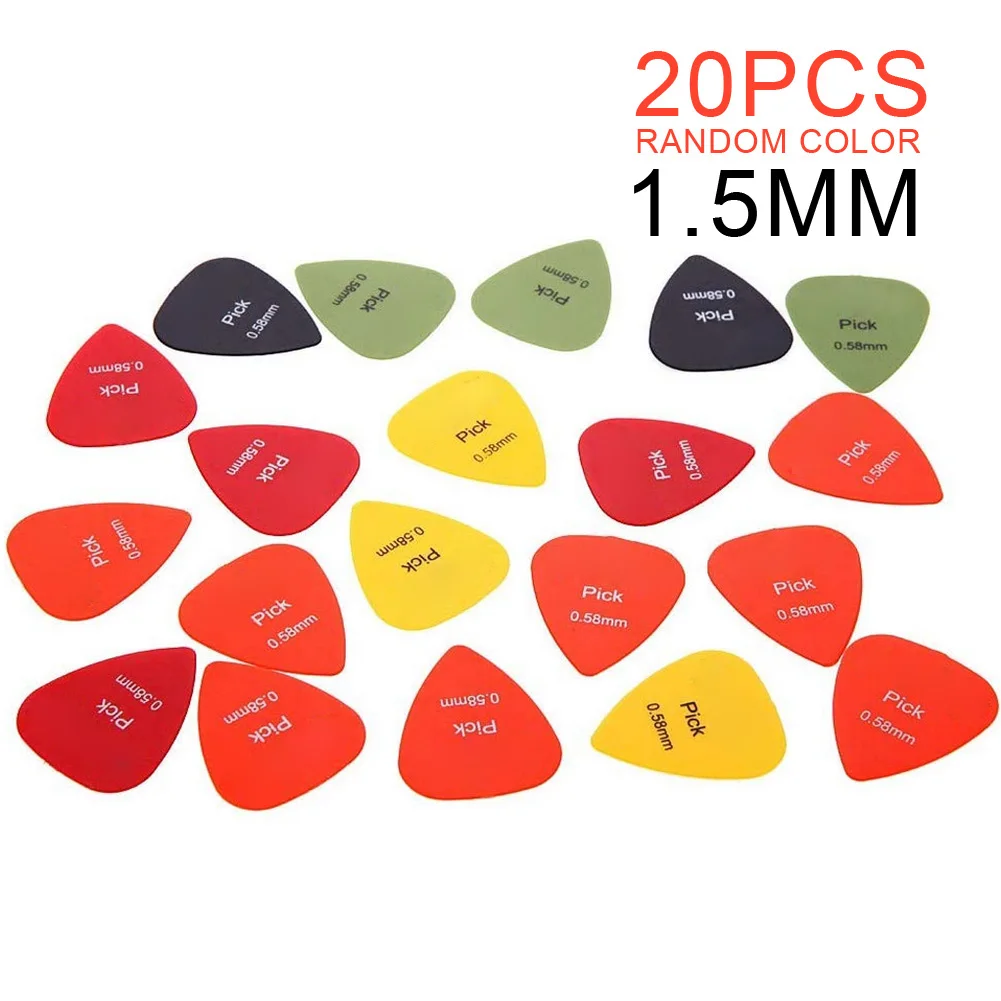 20pcs 0.58mm 0.98mm 1.5mm Smooth ABS Guitar Picks Plectrum Durable Guitar Picks for Guitar Bass Ukelele Players