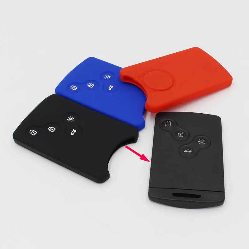

4 Button Car key Silicone Cover Protector Holder for Renault Clio Logan Megane 2 3 Koleos Scenic Card Keychain Case