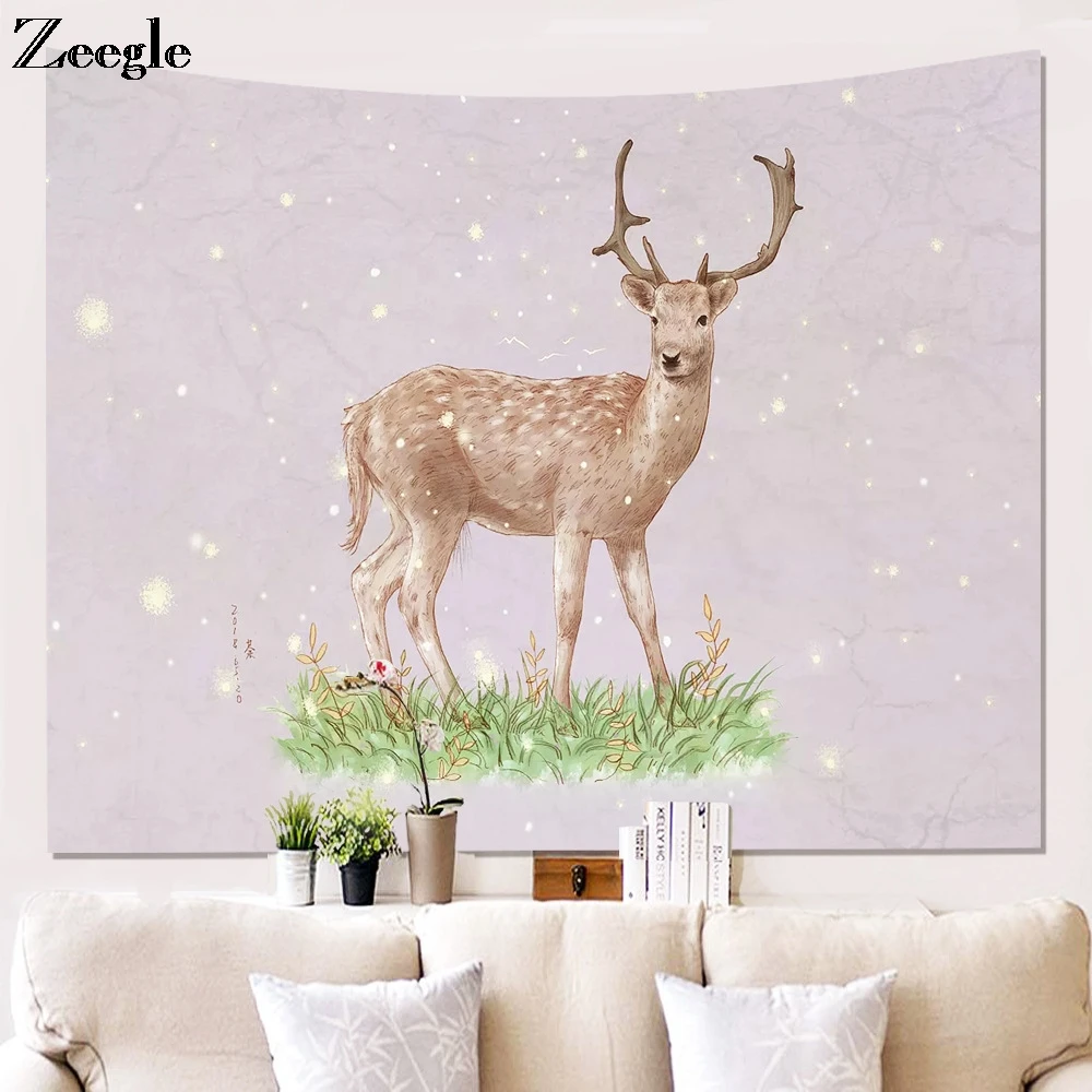 Zeegle Printed Wapiti Tapestry Home Decoration Wall Hanging Tapestry Beach Hippie Blanket Home Decor Tapestry Wall Hanging