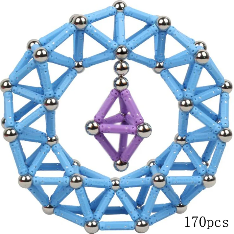 3D Магнитные Игрушки, металлические шарики, Магнитный конструктор, набор для строительства, модель и строительные блоки, развивающие игрушки для детей, подарок - Цвет: 170