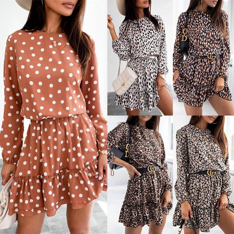 

Осенне-зимнее Новое модное ТРАПЕЦИЕВИДНОЕ мини-платье с длинными рукавами, повседневное праздничное платье 2021, темпераментное платье с кру...