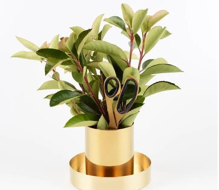 100pcs 400ml Nordic style brass gold vase Stainless Steel Cylinder Pen Holder for Stand Multi Use Pencil Pot Holder Cup contain
