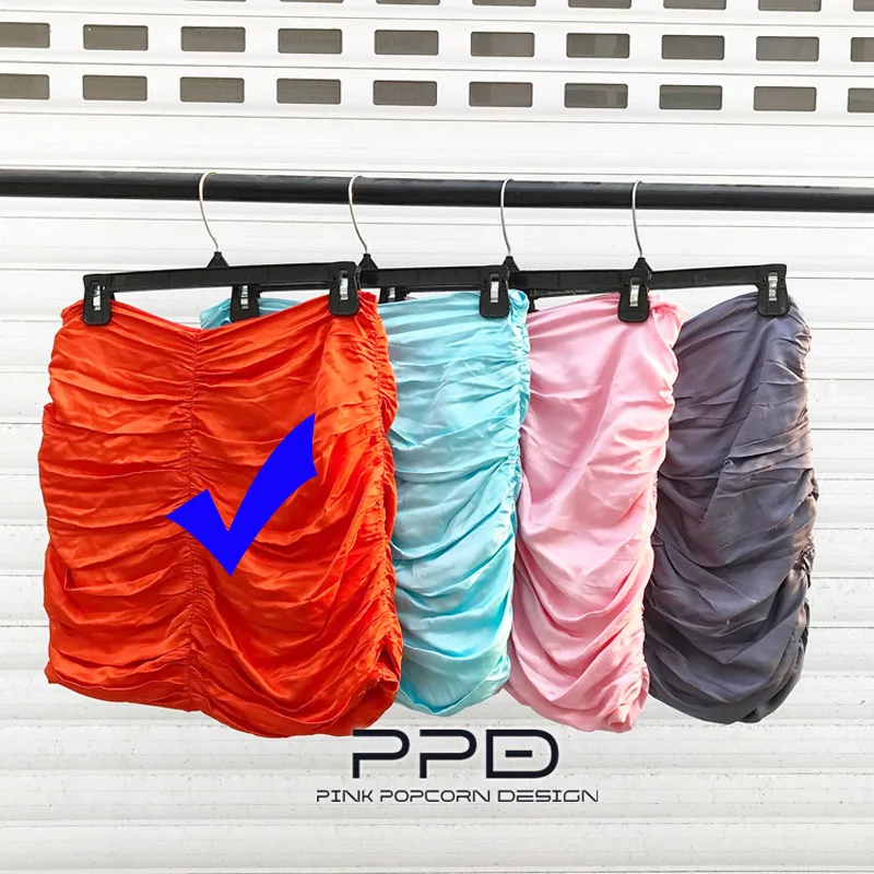4 цвета супер европейский и американский сексуальный шоу бедра плиссирующий процесс имитация сумка из шелка бедра, высокая талия Половина юбка - Цвет: Color-1
