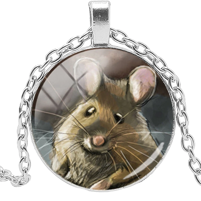 Hot! 1pcs 2020 Handmade New Ladies Cute Cartoon Mouse Painting Necklace Fairy Glass Convex Children Gift Jewelry | Украшения и