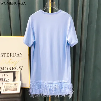 

WOMENGAGA 2020 Summer New Loose Short Sleeve Patchwork T-shirt Girl Female O-neck Layering Streetwear Casual Long Z0002