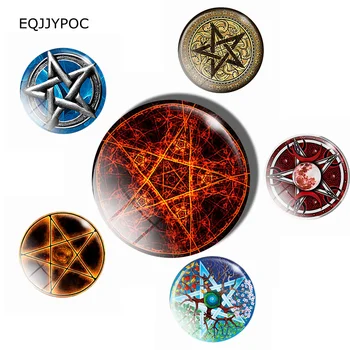 

Fridge Magnet Decor Pentagram Magnetic Refrigerator Stickers 50 MM Glass Dome Pentacle Amulet Underworld Symbols Message Board