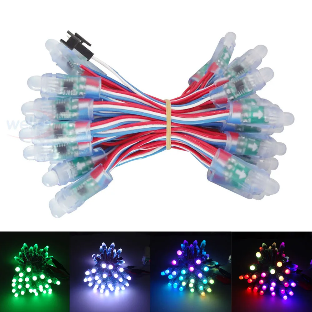 

50pcs WS2811/LPD6803/WS2801IC/DMX512 optionally led string led pixel module 12mm RGB Digital Full Color DC5V Waterproof