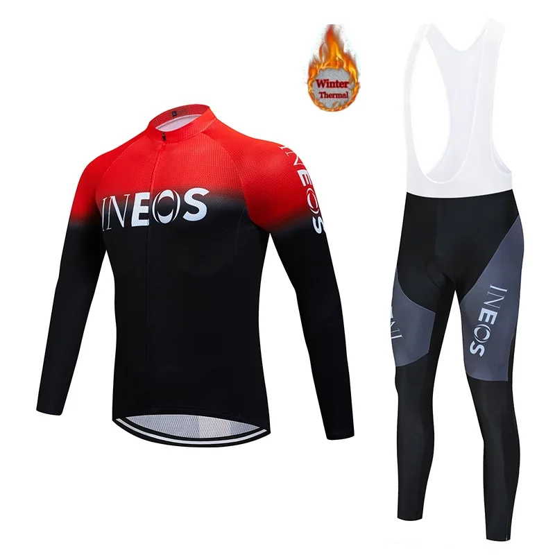 Ineos2019 Мужская велосипедная майка для велоспорта, одежда для горного велосипеда, Теплый Бархатный Костюм - Цвет: Plus cashmere