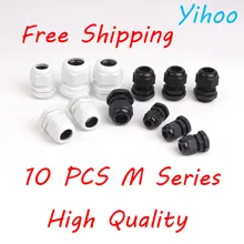 10 шт. IP68 PG7 для 3-6,5 мм M12 M16 M18 M20 M25 M36 M40 провода кабель CE белый черный Водонепроницаемый Нейлон Пластик кабельный ввод Разъем